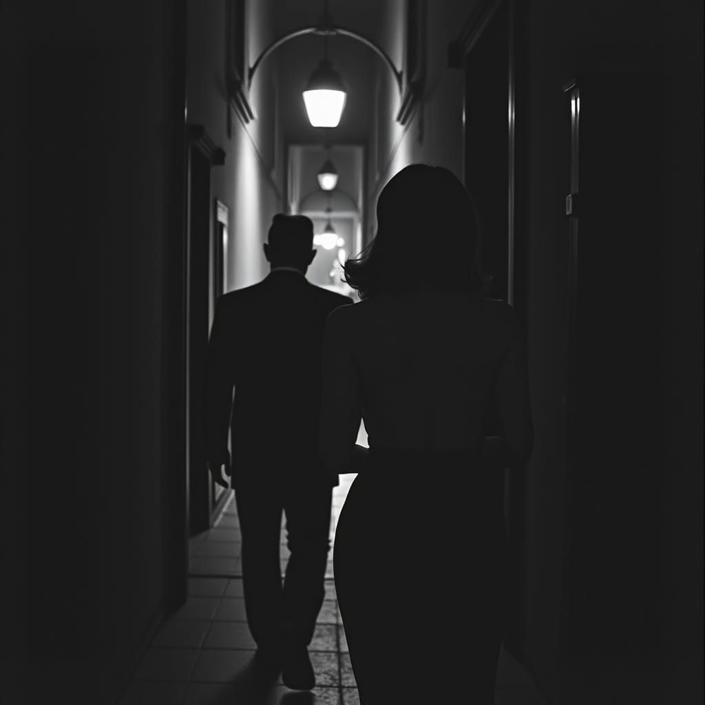 Film Noir Stranger in Dim Alleyway