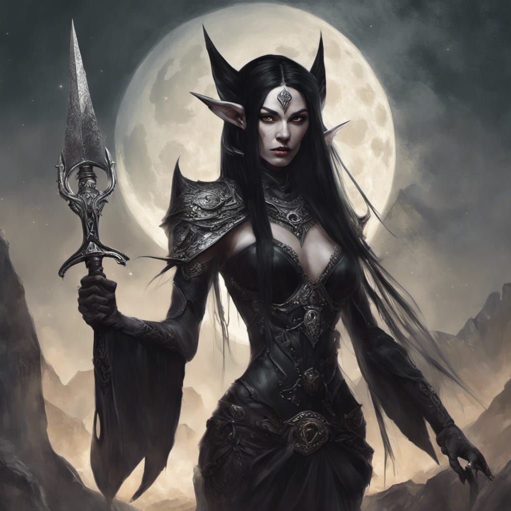 Menacing Moon Goddess with Obsidian Knives