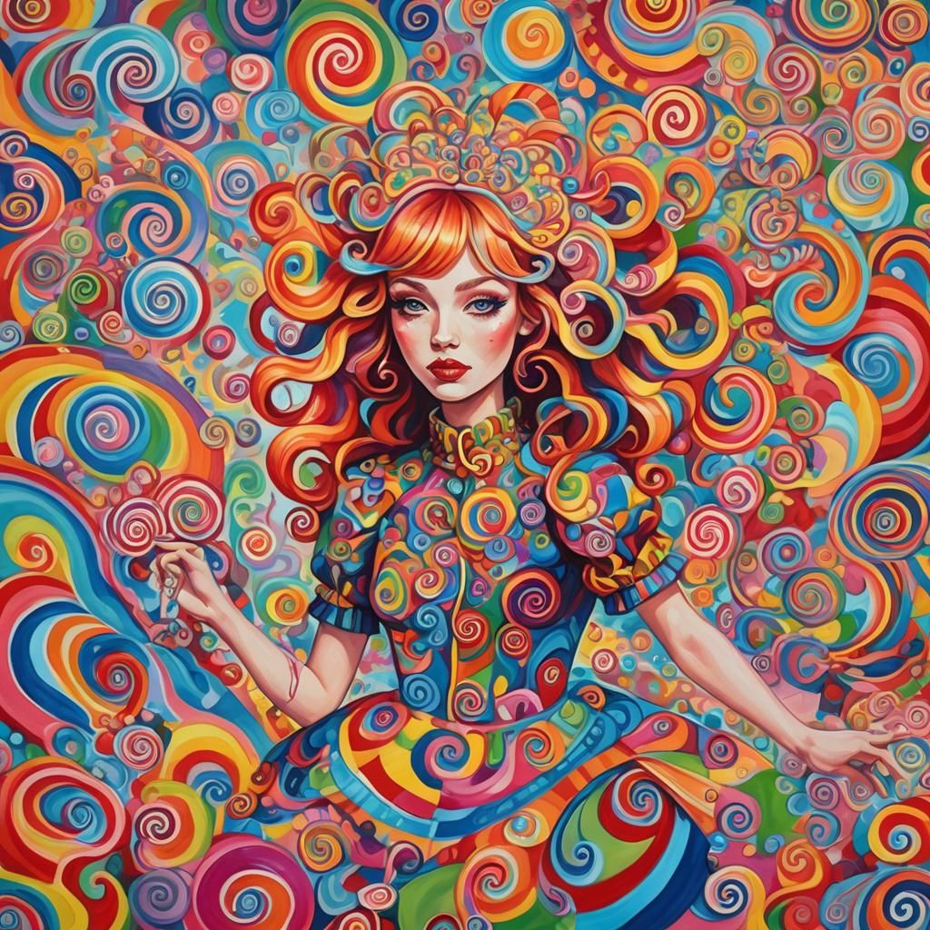 Psychedelic Supermodel in a Surreal Candyland
