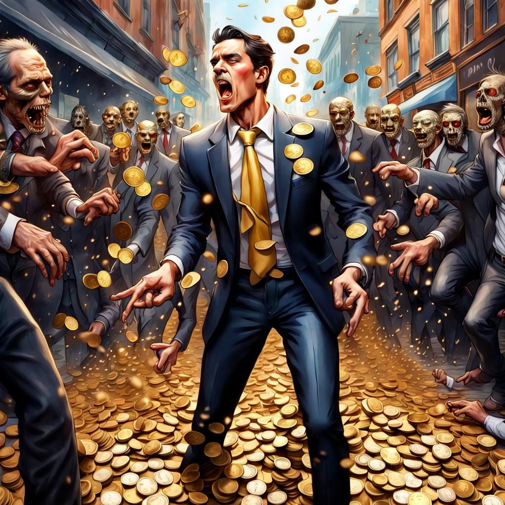 Gold Coin Rain: A Photorealistic Street Scene