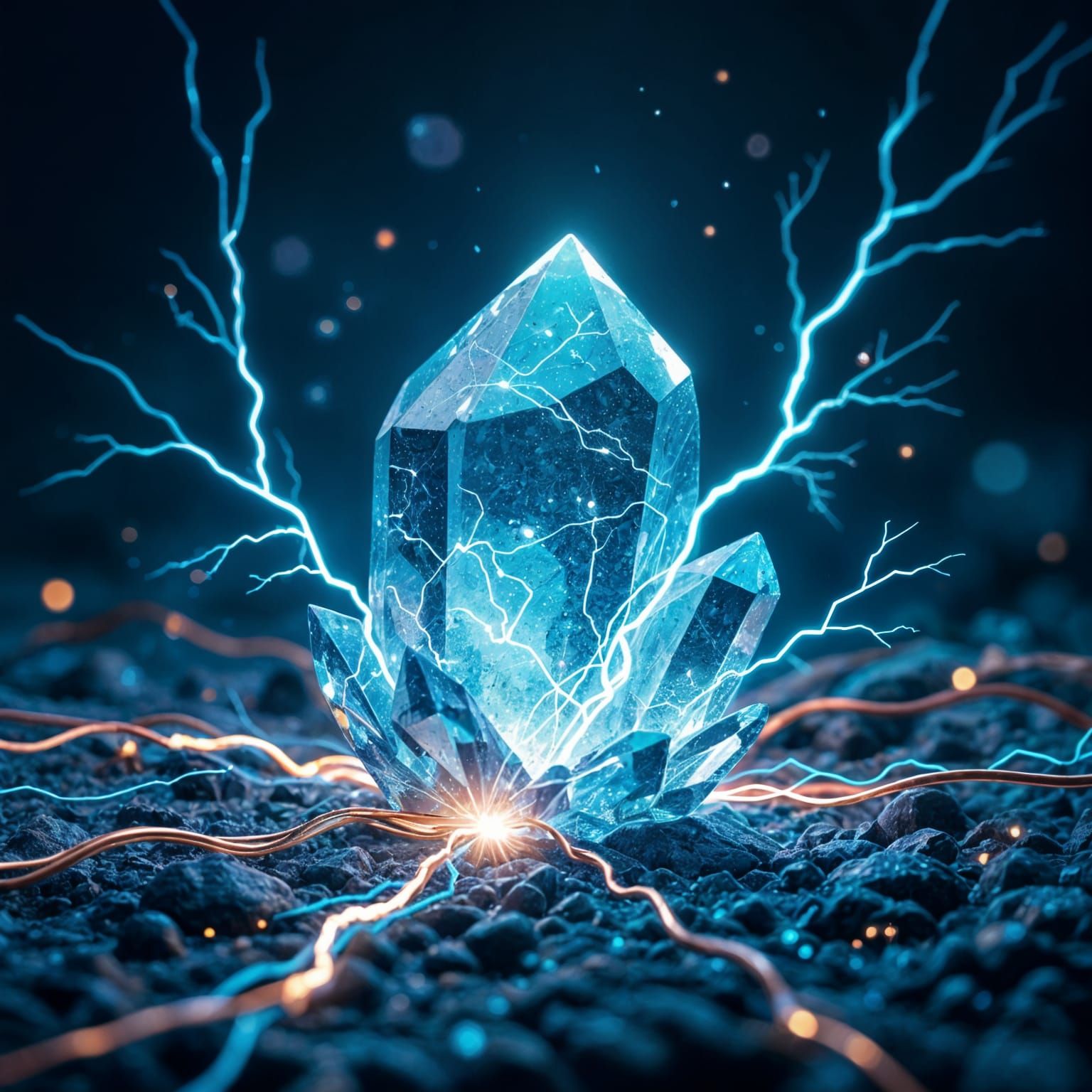 Blue Crystal Gem Emitting Electric Arcs