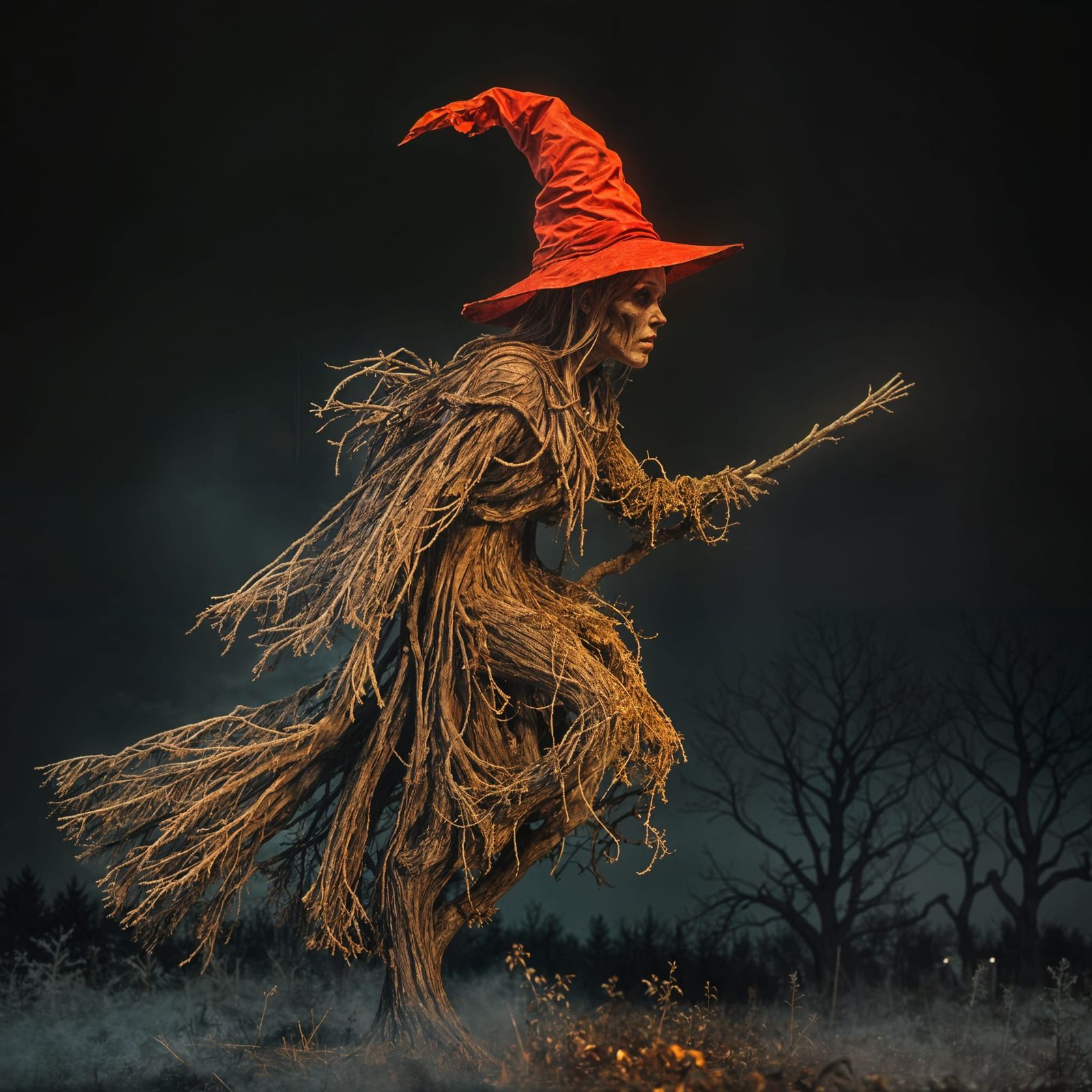 Haunted Forest at Night Spooky Scene