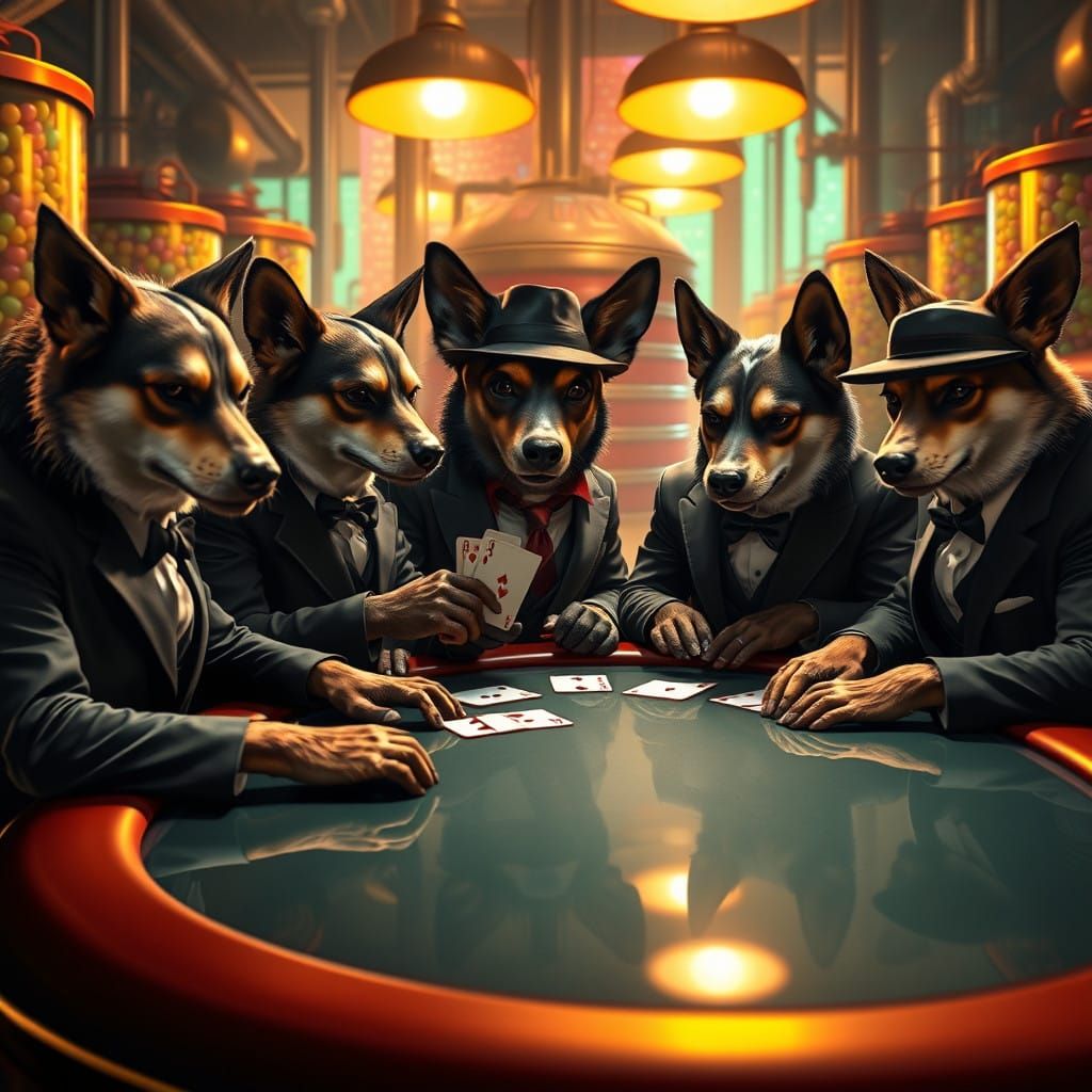 Anthropomorphic Dogs in High-Stakes Poker Showdown at Vibran...