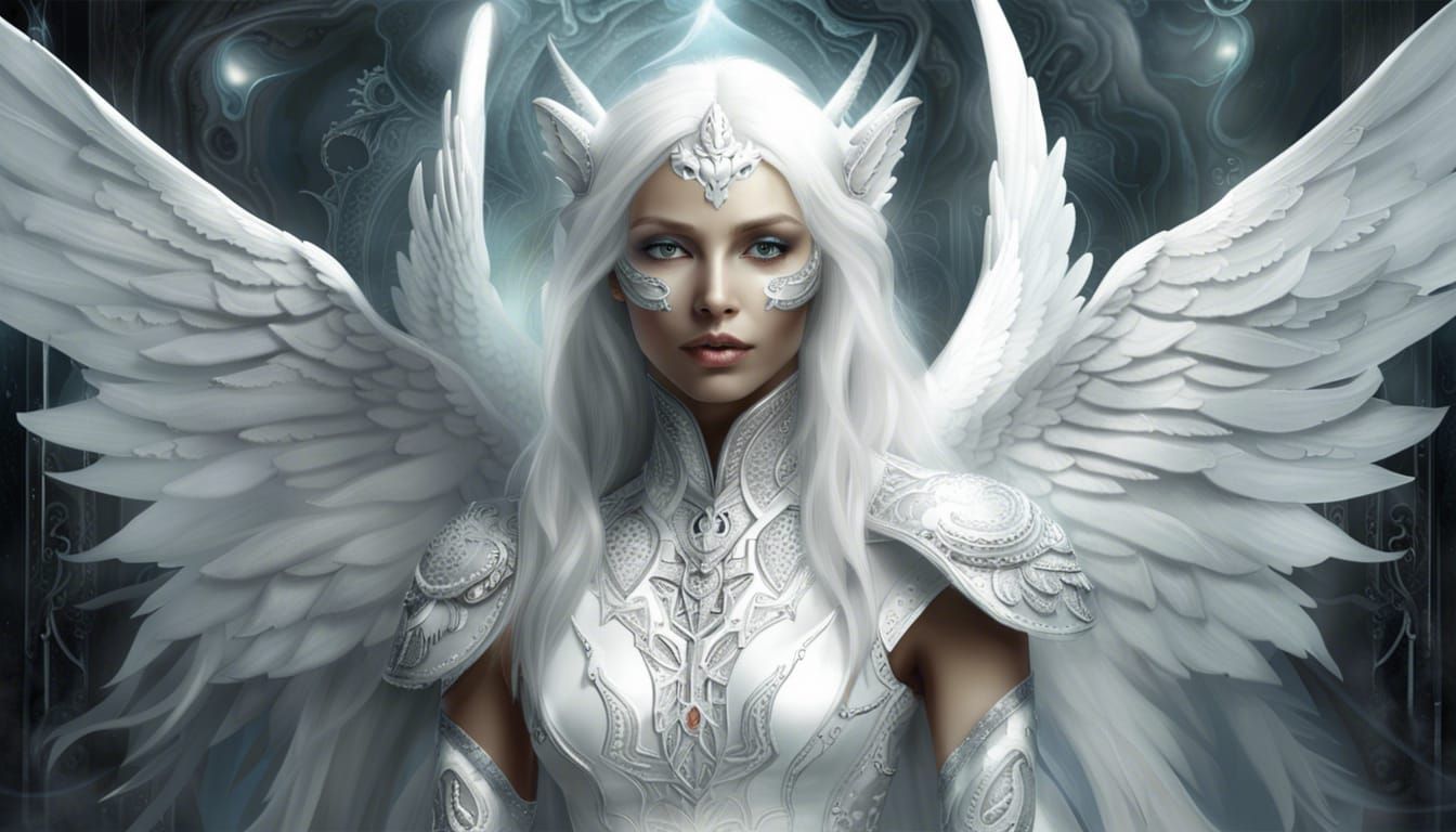 Winged Light Beings in Mythological Scene