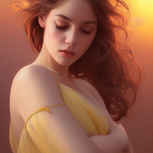 Dancing Woman with Roses, Hyperdetailed Digital Art