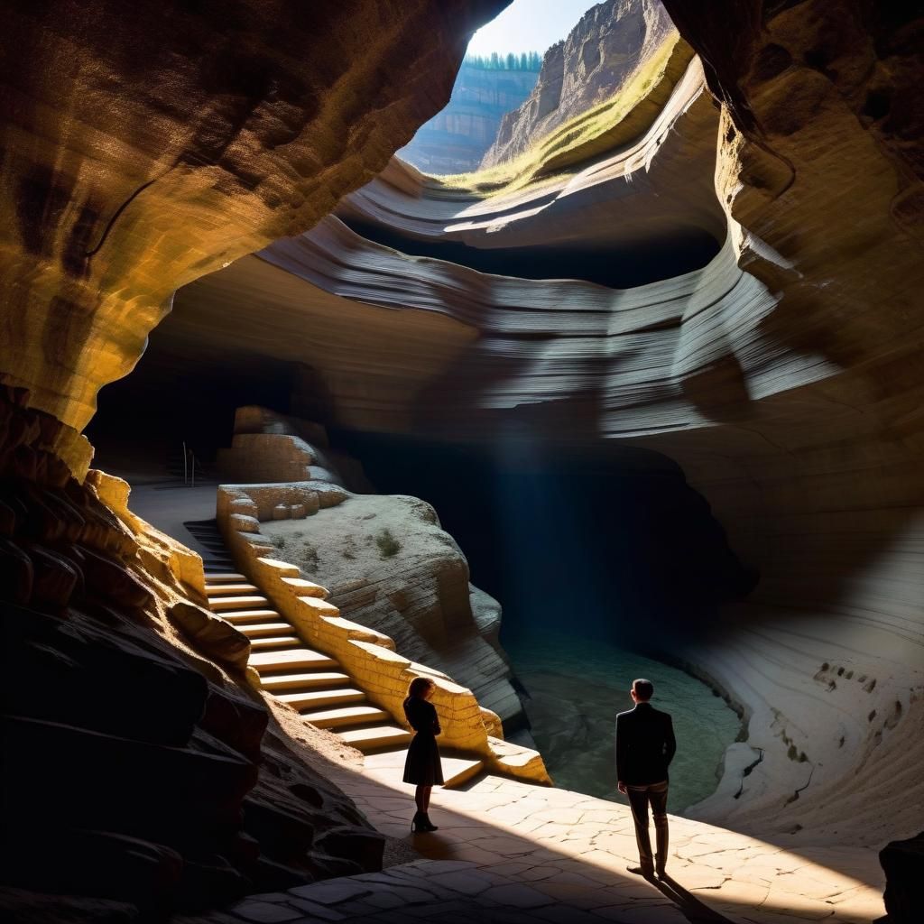Dramatic Shadows in a Vast Underground Cavern