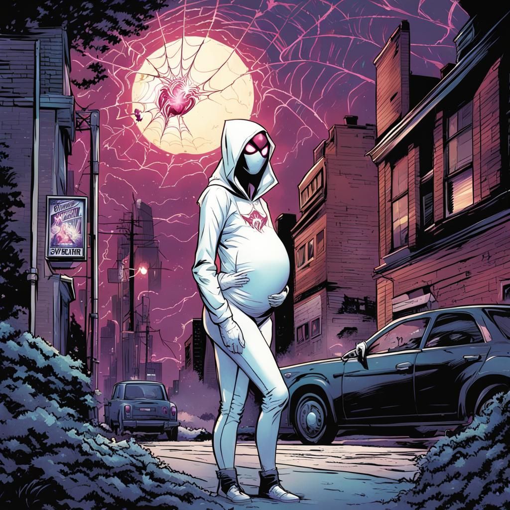 Pregnant Spider Gwen in Comic Book Art
