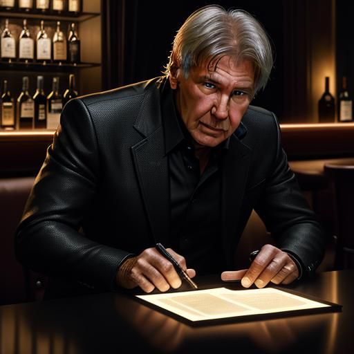 Harrison Ford in Paris Bar, Cinematic Still
