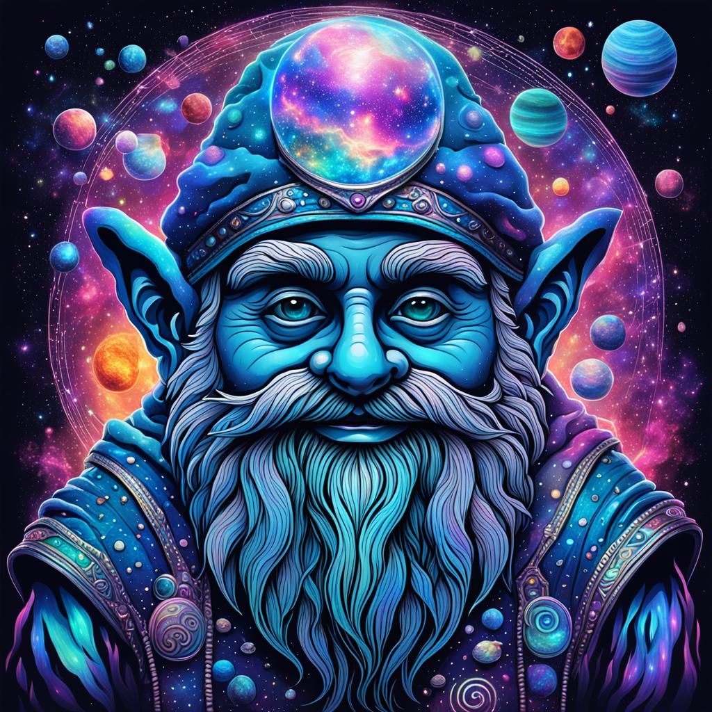 Astral Space Gnome in Holographic Illustration