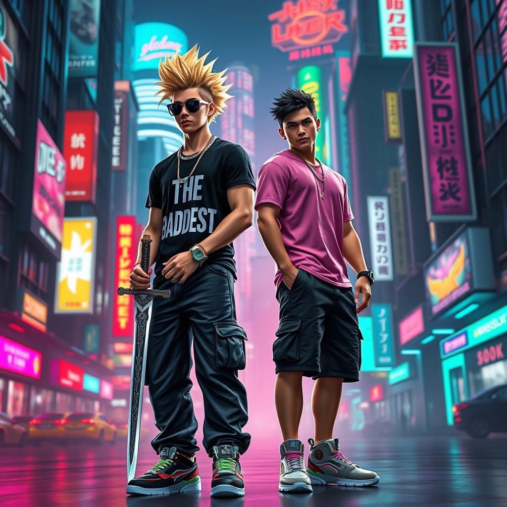 Cyberpunk Rebels Stand Tall in Dystopian City