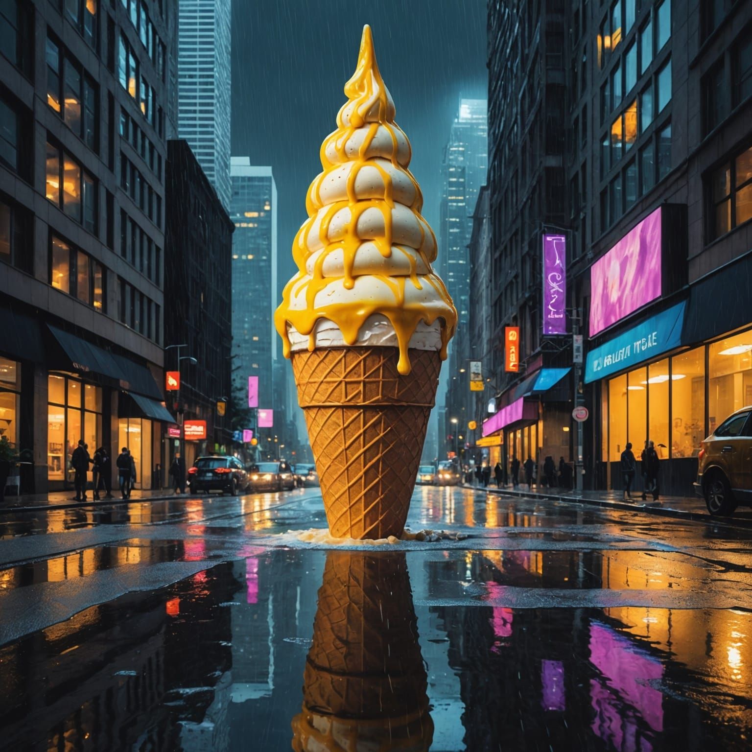 Giant Ice Cream Melts Down Skyscraper
