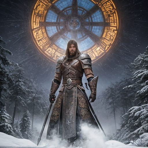 Epic Viking Templar Warrior in Dark Chainmail Armor