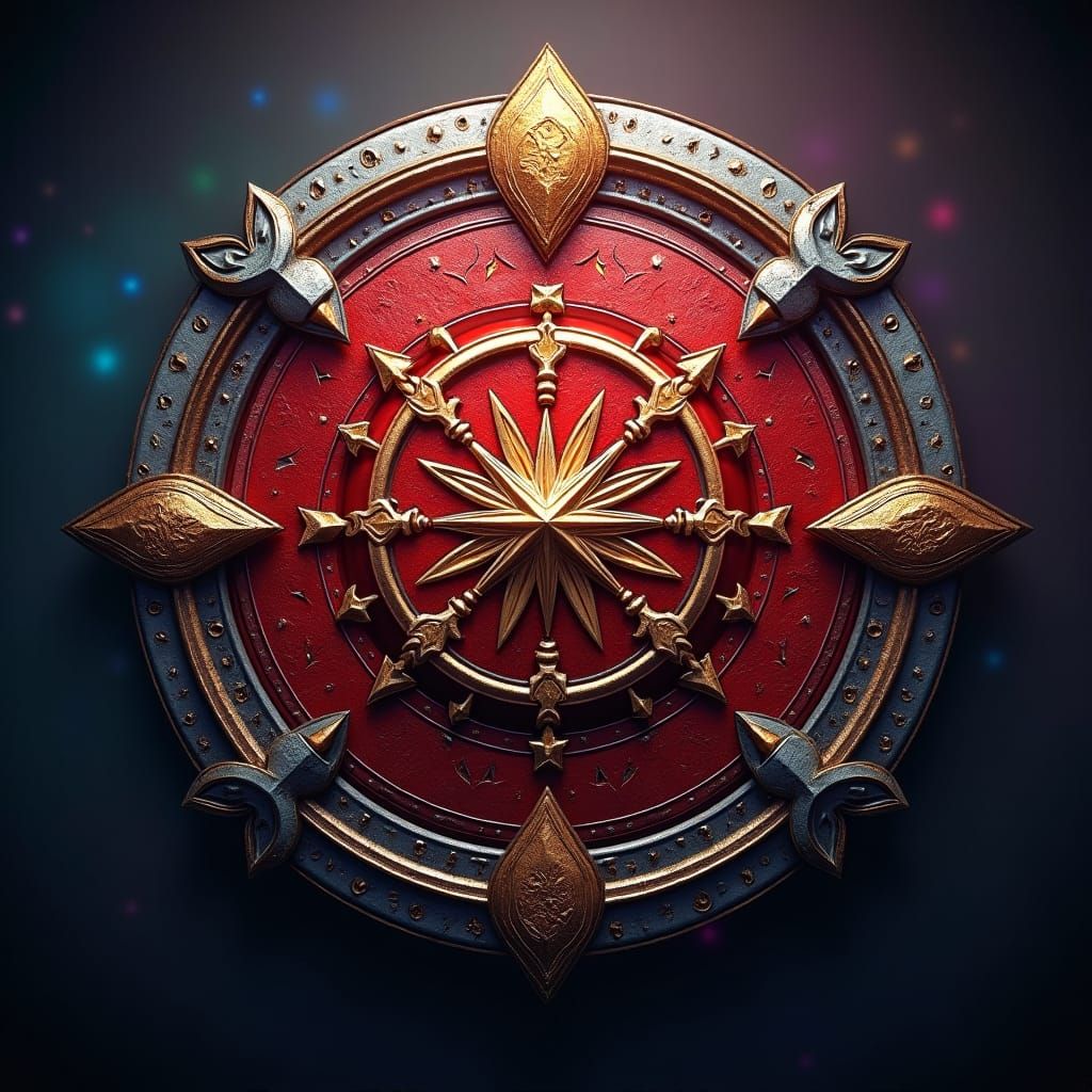 Mystical Circular Emblem with Metallic Sheen