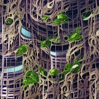 Melting City Map Engulfed by Vines