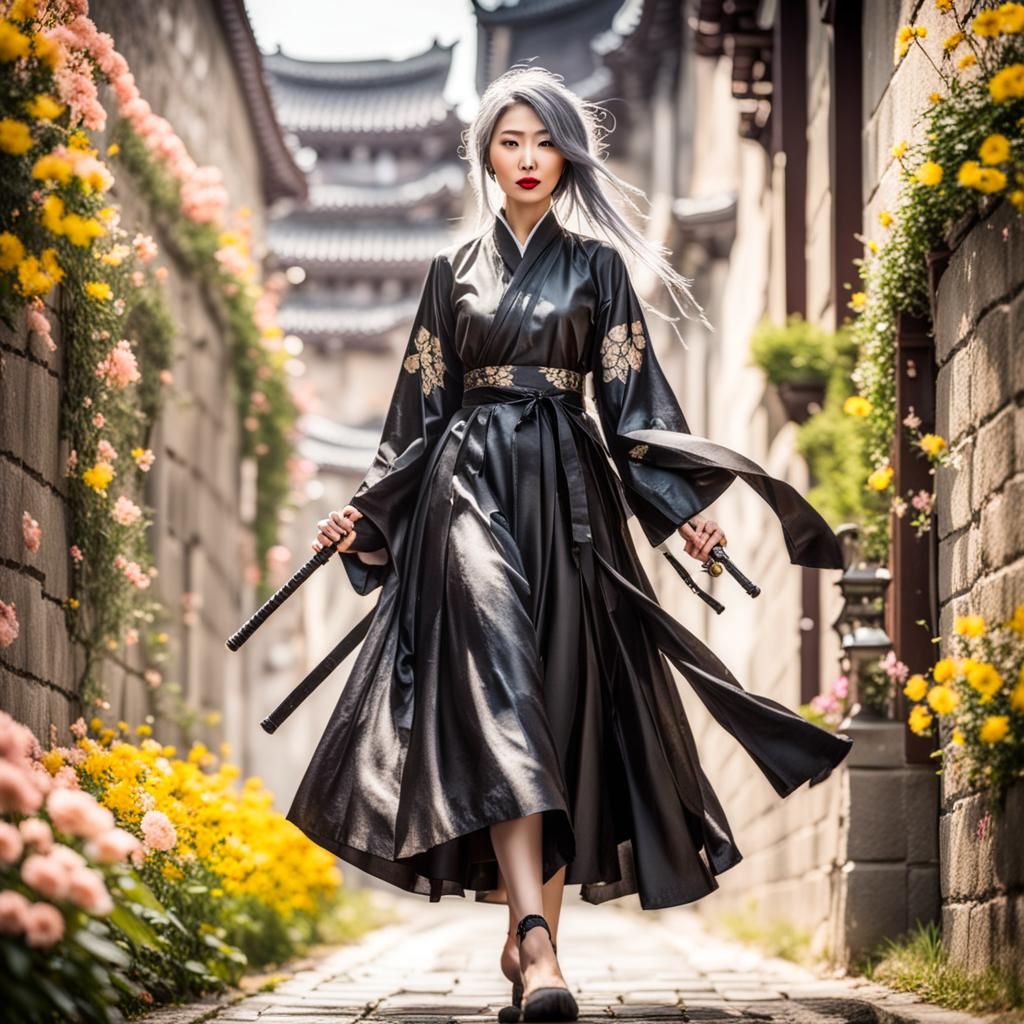 Ninja Spy in Disguise with Blossoming Flowers