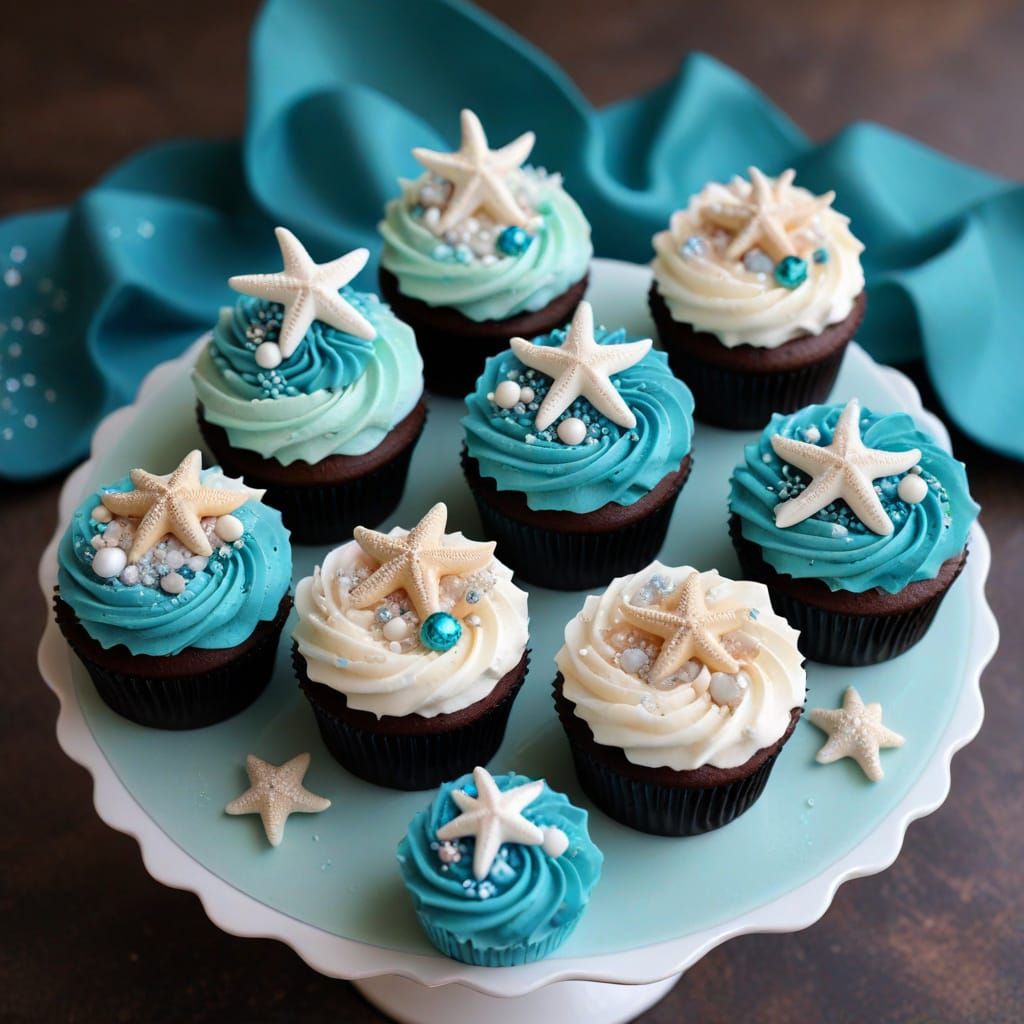 Vibrant Ocean-Inspired Cupcakes in Jewel-Toned Icing