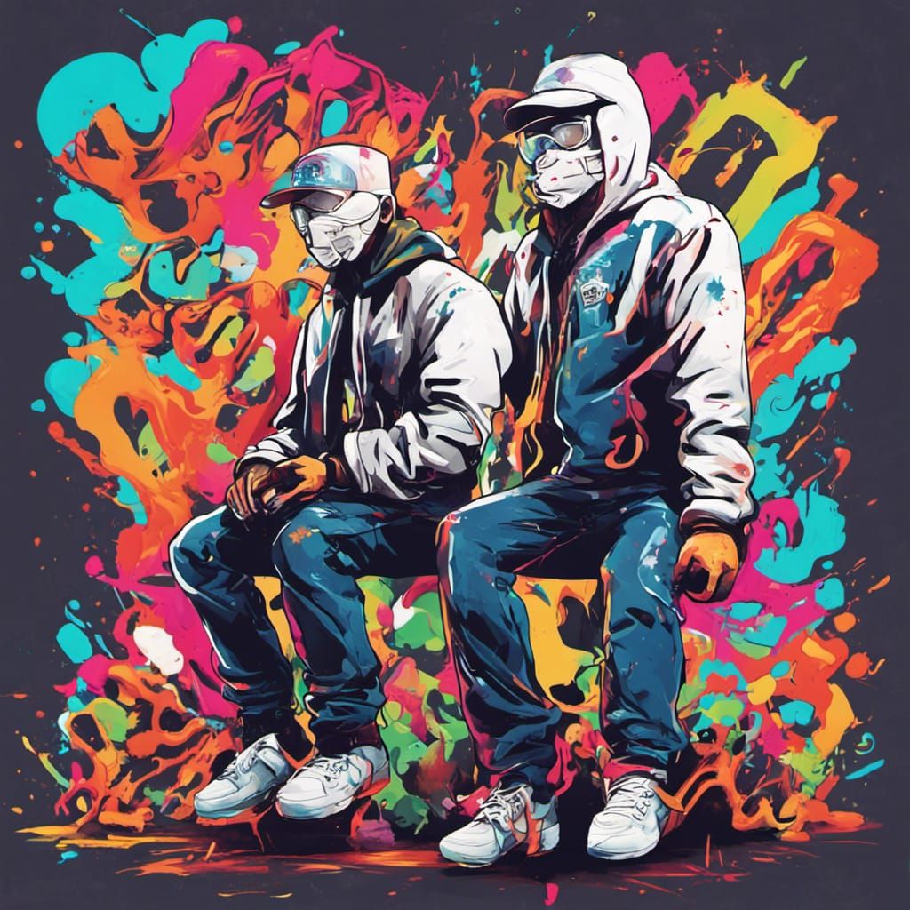 Graffiti Art Logo Featuring Two Men
