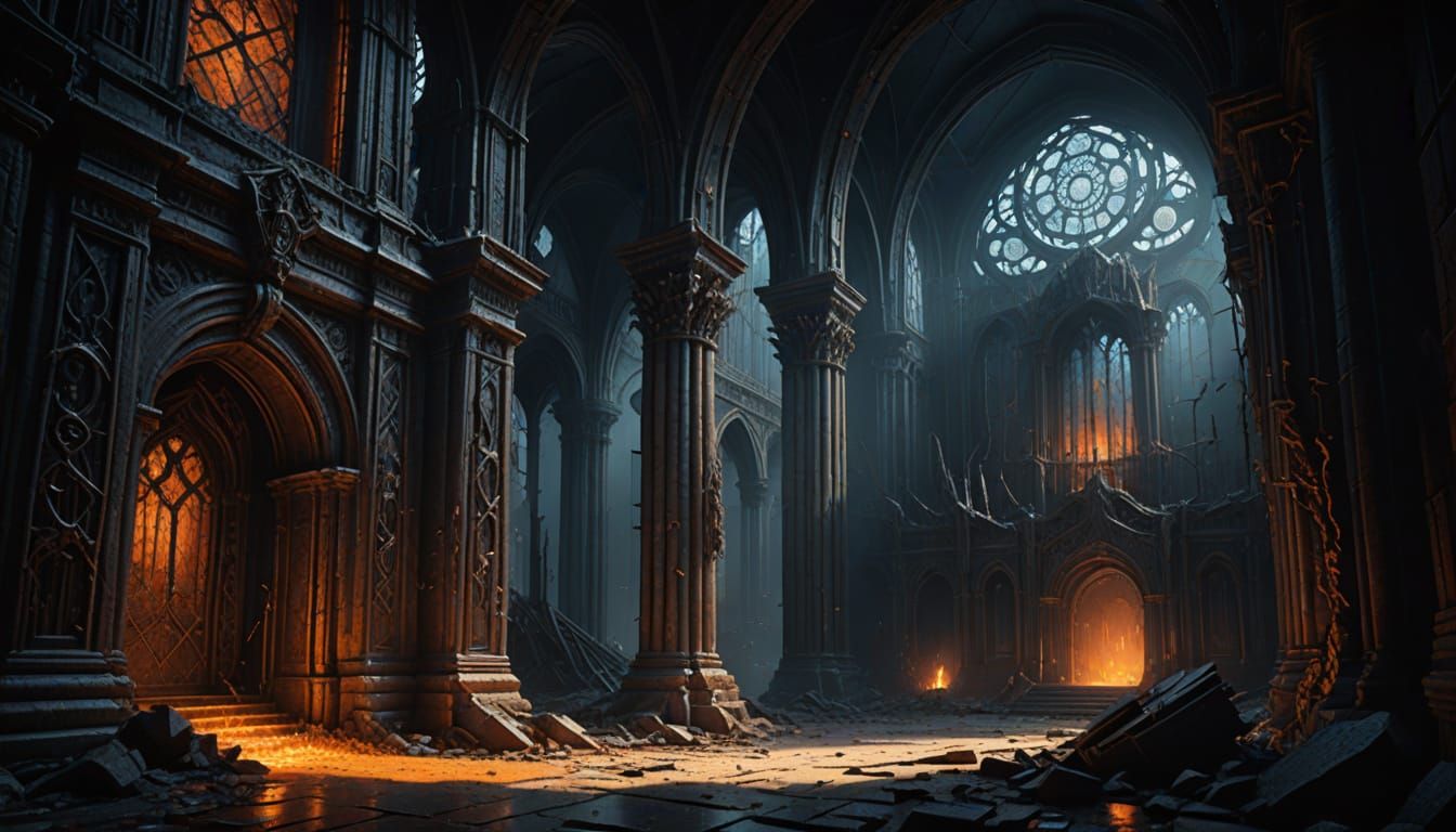 Gothic Nightmare Erupts from Dark Cathedral Shadows