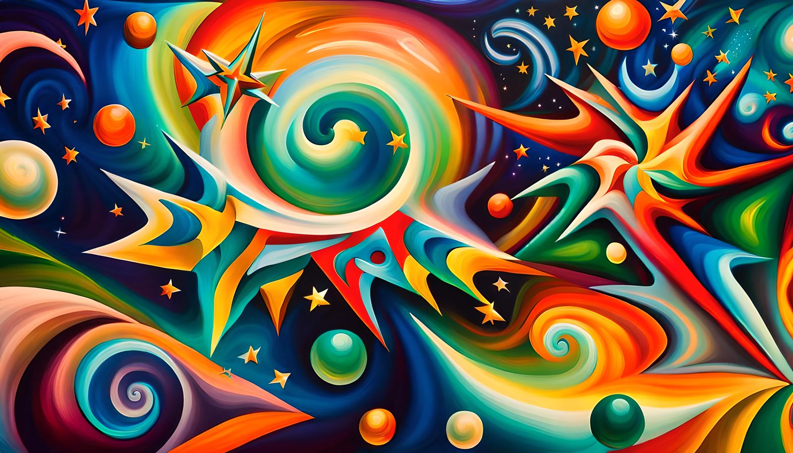 Harmonious Star Cluster in Impasto Oil Paint Style