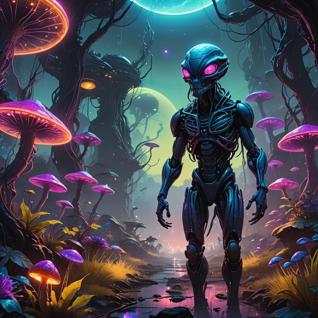Alien Returns Home to Neon Enchanted World