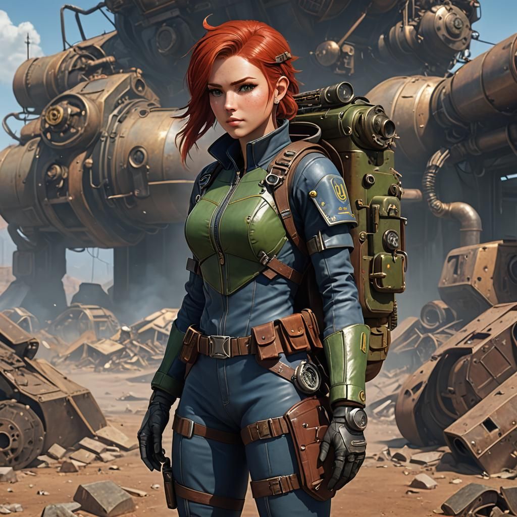 Steampunk Fallout Vault Girl in Wasteland: 3D Anime Art