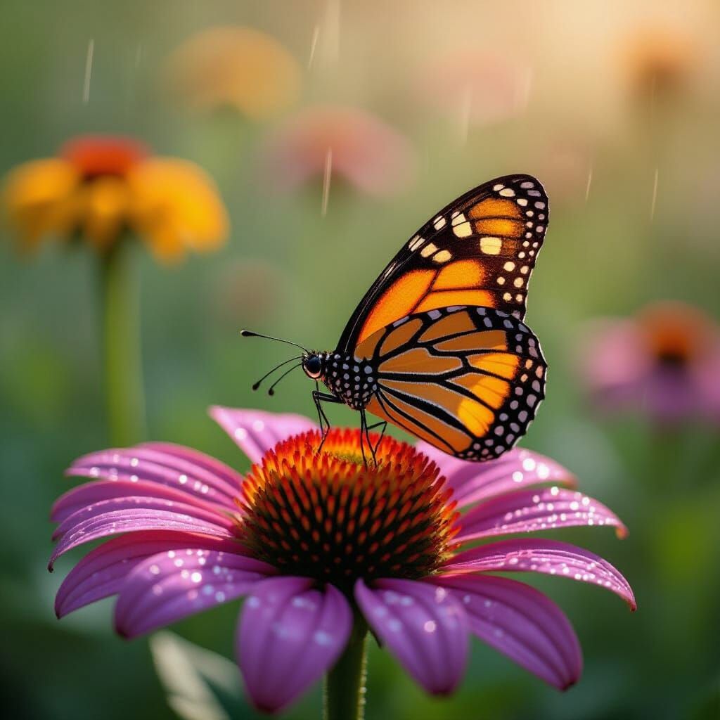 Butterfly in Summer Rain, Cinematic Photography