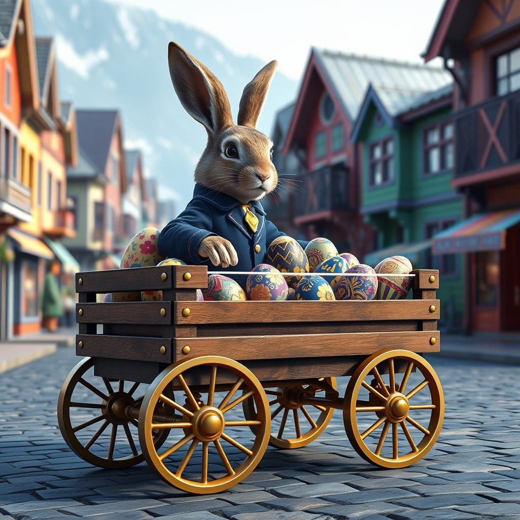 Charming Rabbit Delivers Easter Eggs in Squarish Fantasy Wag...