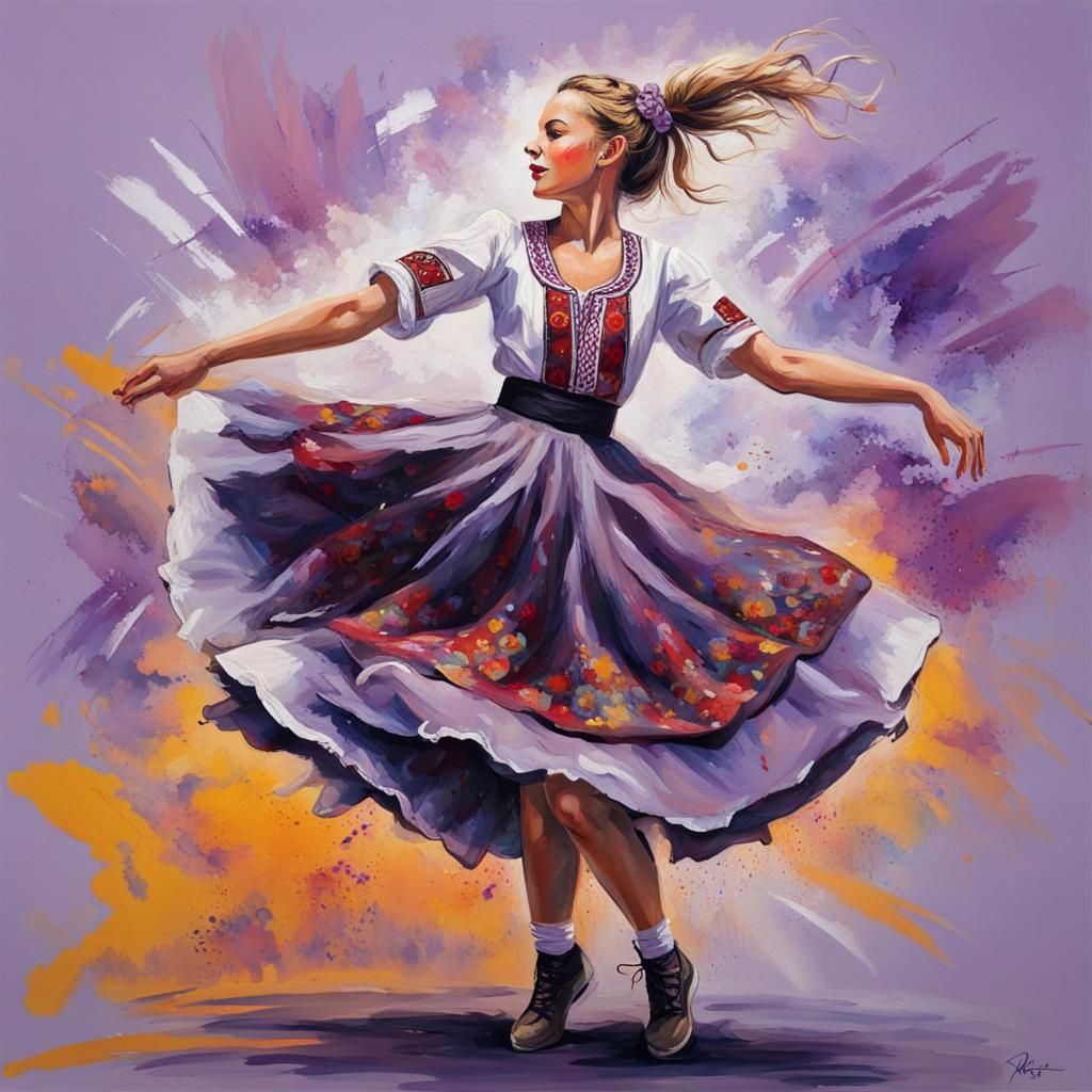 Polish Folk Dancer in Traditional Attire