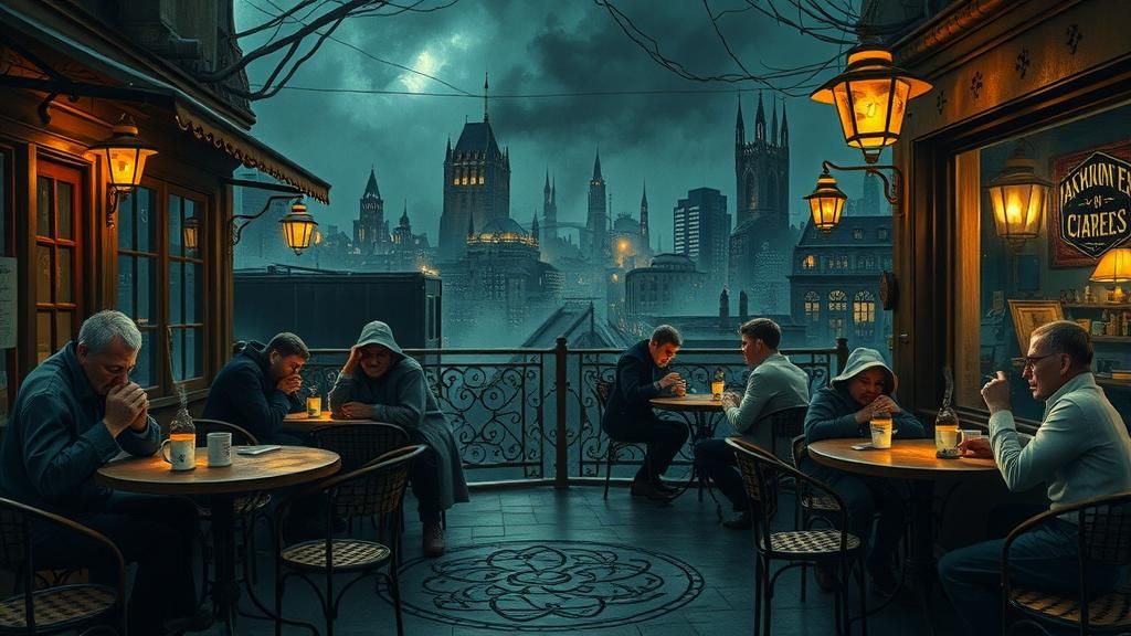 Night Cafe with Haggard Patrons: Surrealist Automatism