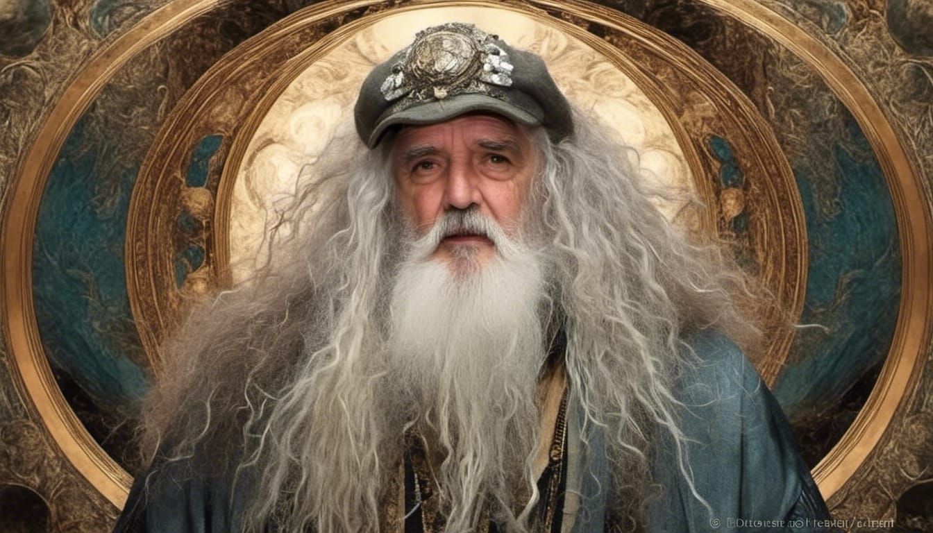 Surreal Wizard Portrait in Art Nouveau Style