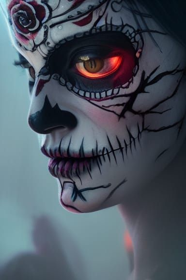 Sinister Dia de Los Muertos in Hyper-Realistic Style