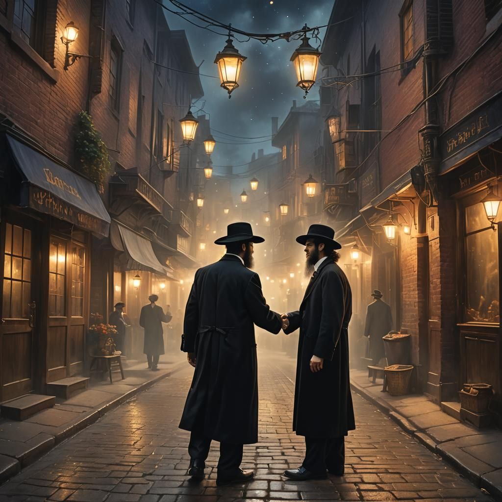 Mystical Encounter in Moonlit Alleyway