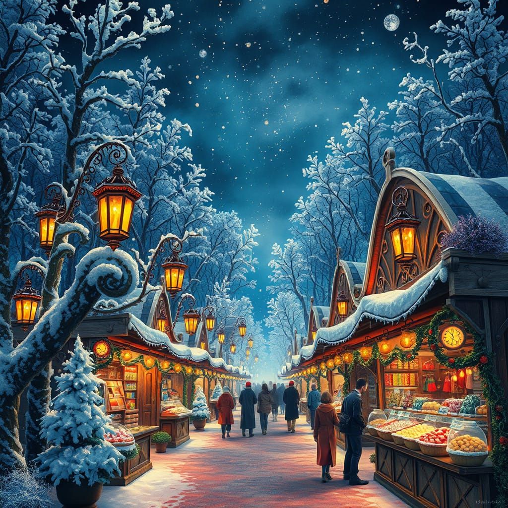 Winter Wonderland in Art Nouveau Style