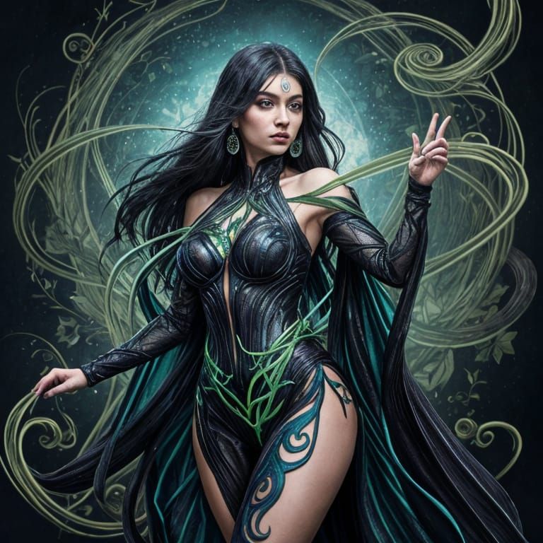 Mysterious Black Orchid in Vibrant Alcohol Ink