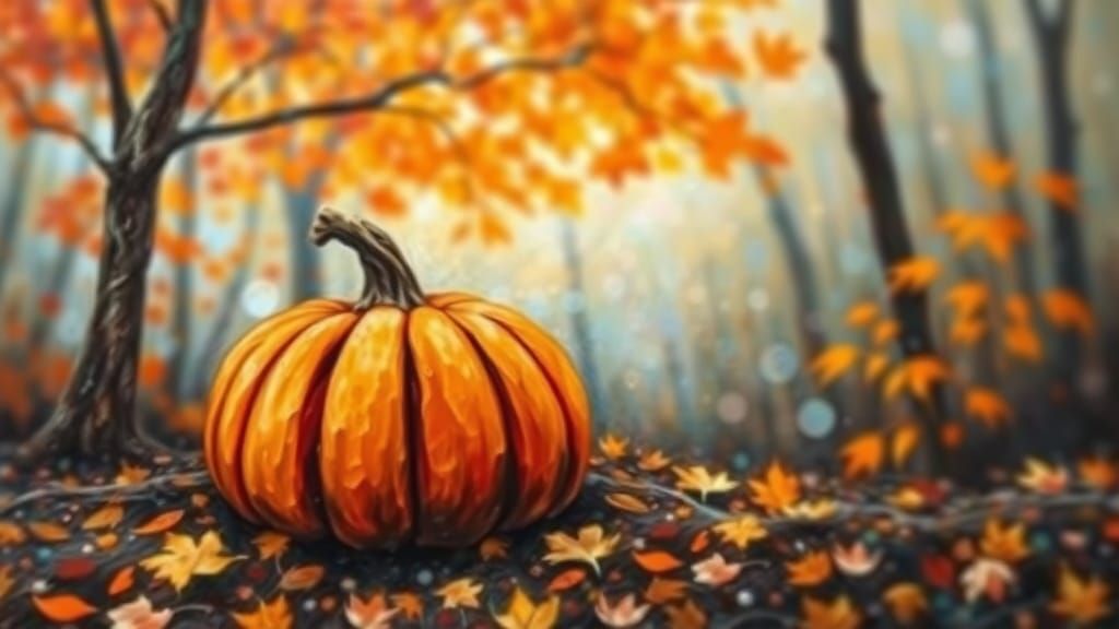 Autumn Pumpkin: A Neo-Impressionist Oil Painting