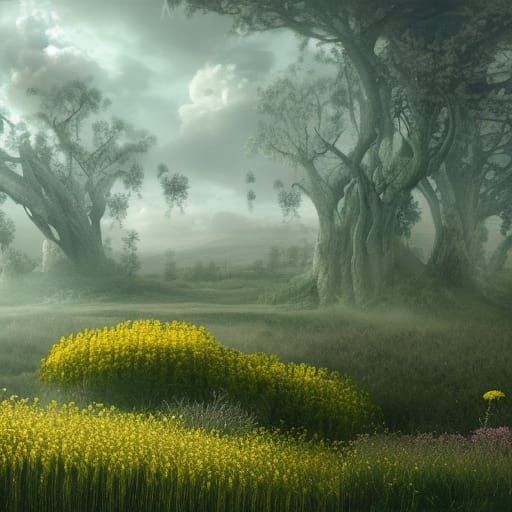 Epic Dandelion Field: Digital Matte Painting