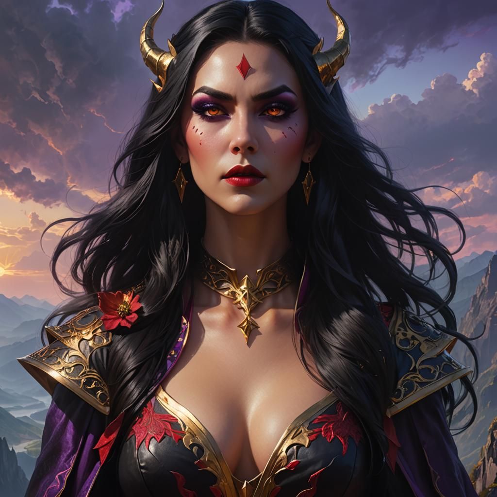 Epic Fantasy Demon Bard Portrait in Dramatic Lighting