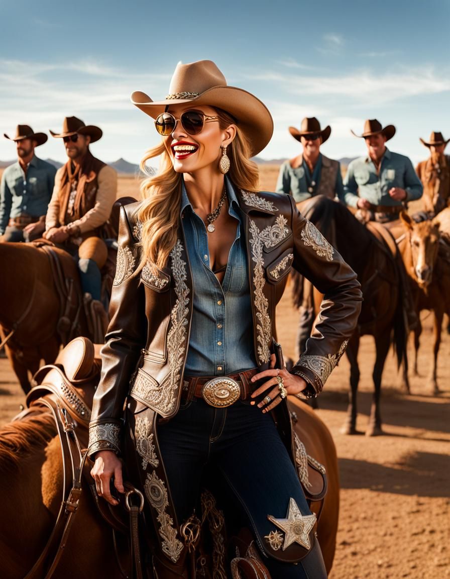 Confident Cowgirl Laughs Amidst Texas Ranch Delivery
