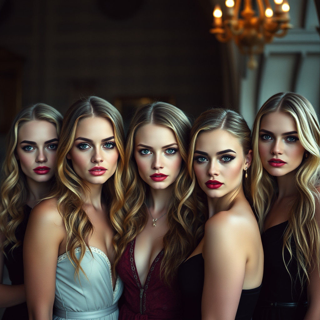 Cinematic Portrait of Women with Green Eyes and Blonde Hair