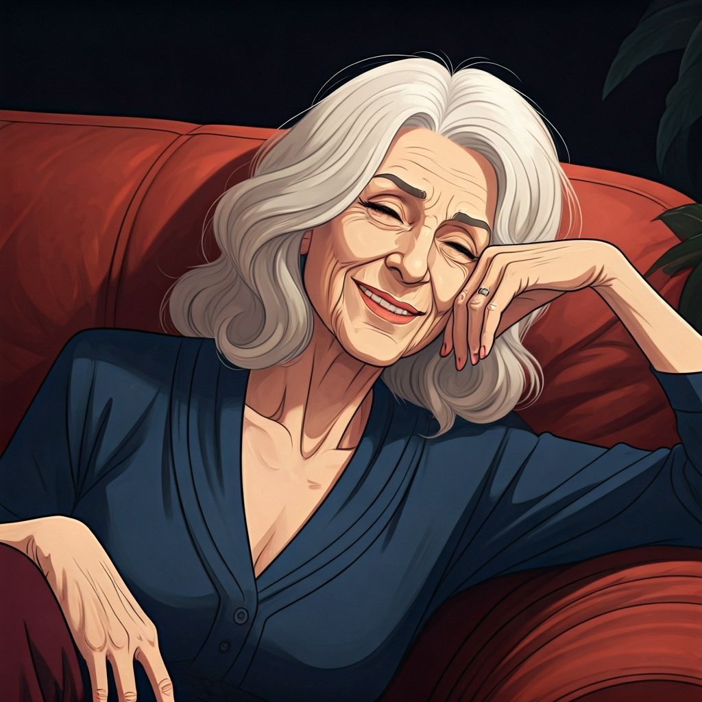 Majestic Lady Relaxing on Couch in Anime Style