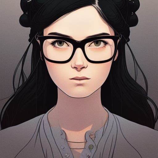 Beautiful Grumpy Woman: Maximalist Illustration