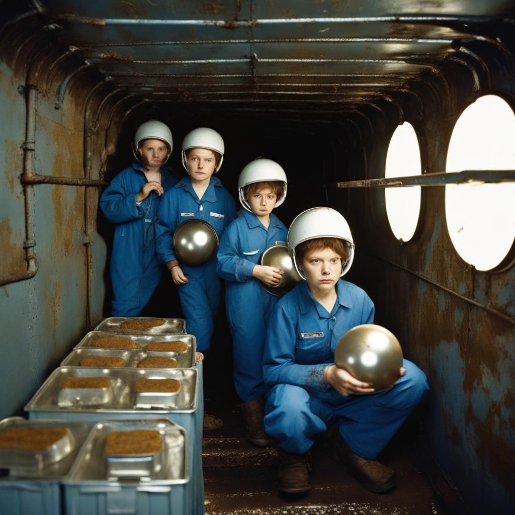 Dwarves Lunching in a Rusty Metal Tunnel