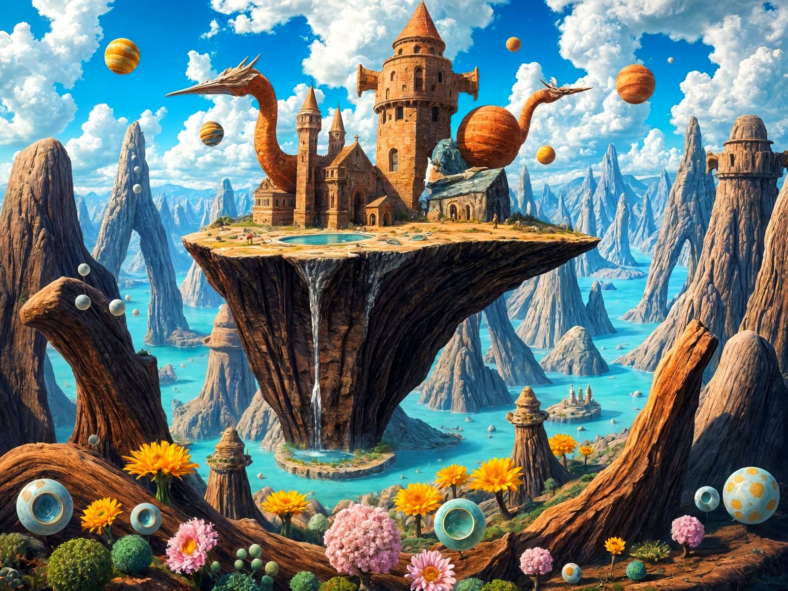 Surreal Landscape with Fantastical Elements