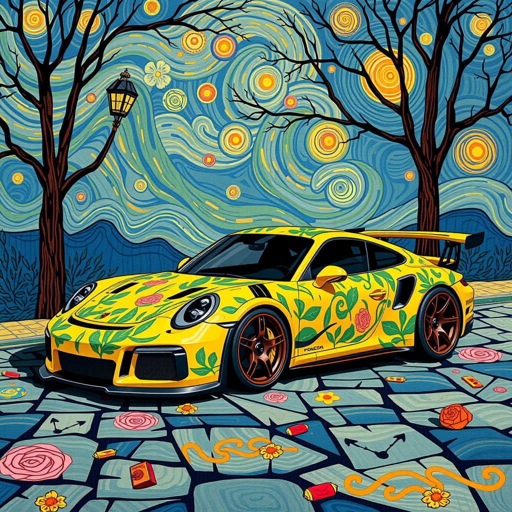 Porsche 911 GT3 RS in Post-Impressionist Style