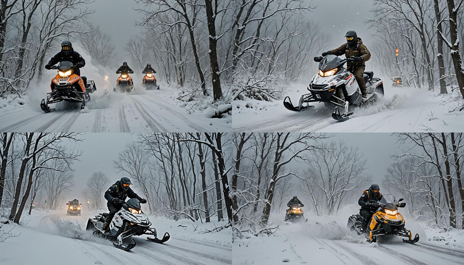 Urgent Blizzard Scene with Snowmobile in Cinematic Style