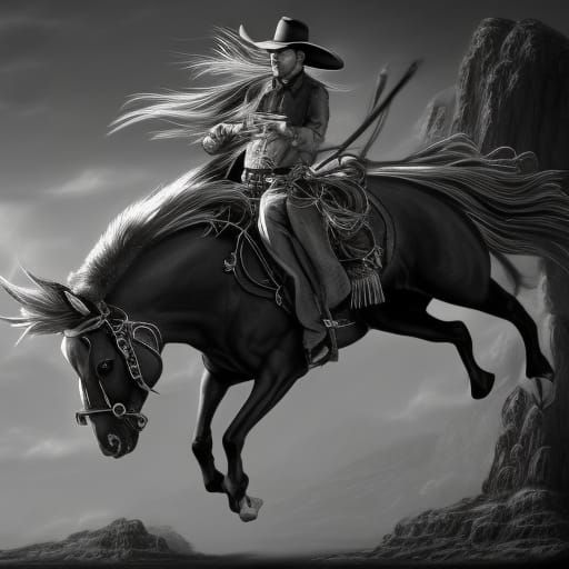 a black and white cowboy