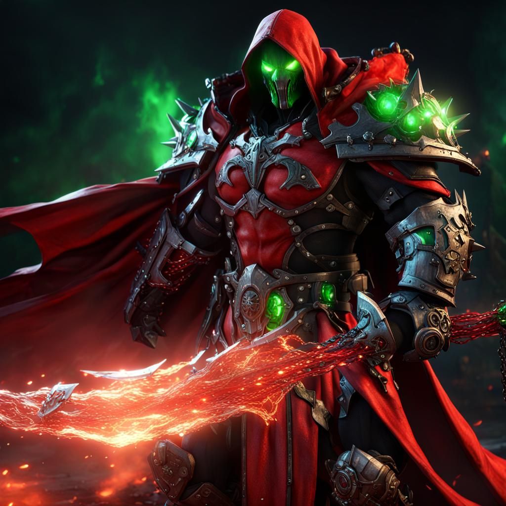 Spawn-like Chaos Marine with Fire Sword