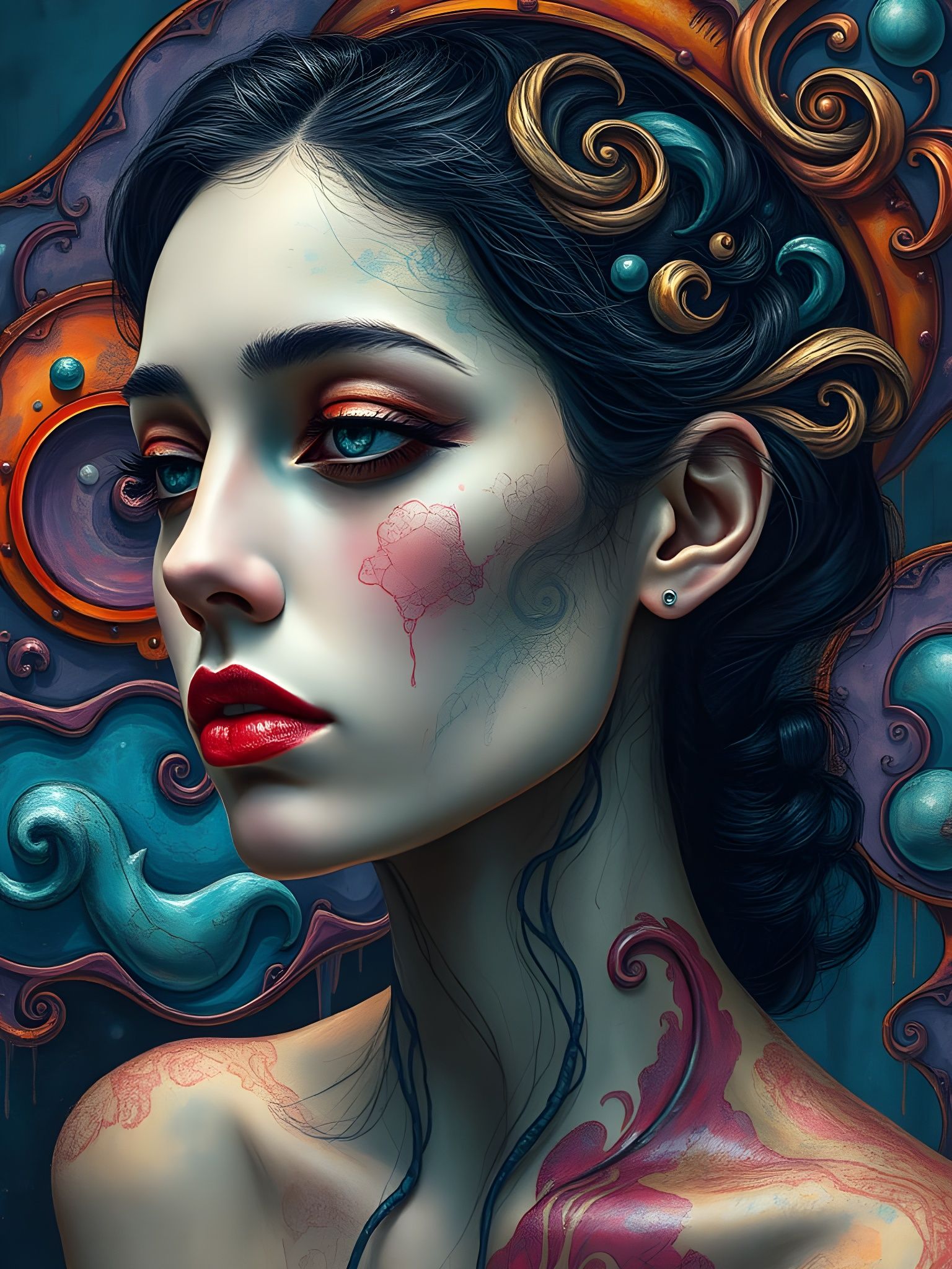 Surreal Dali-Inspired Portrait in Vibrant Colors