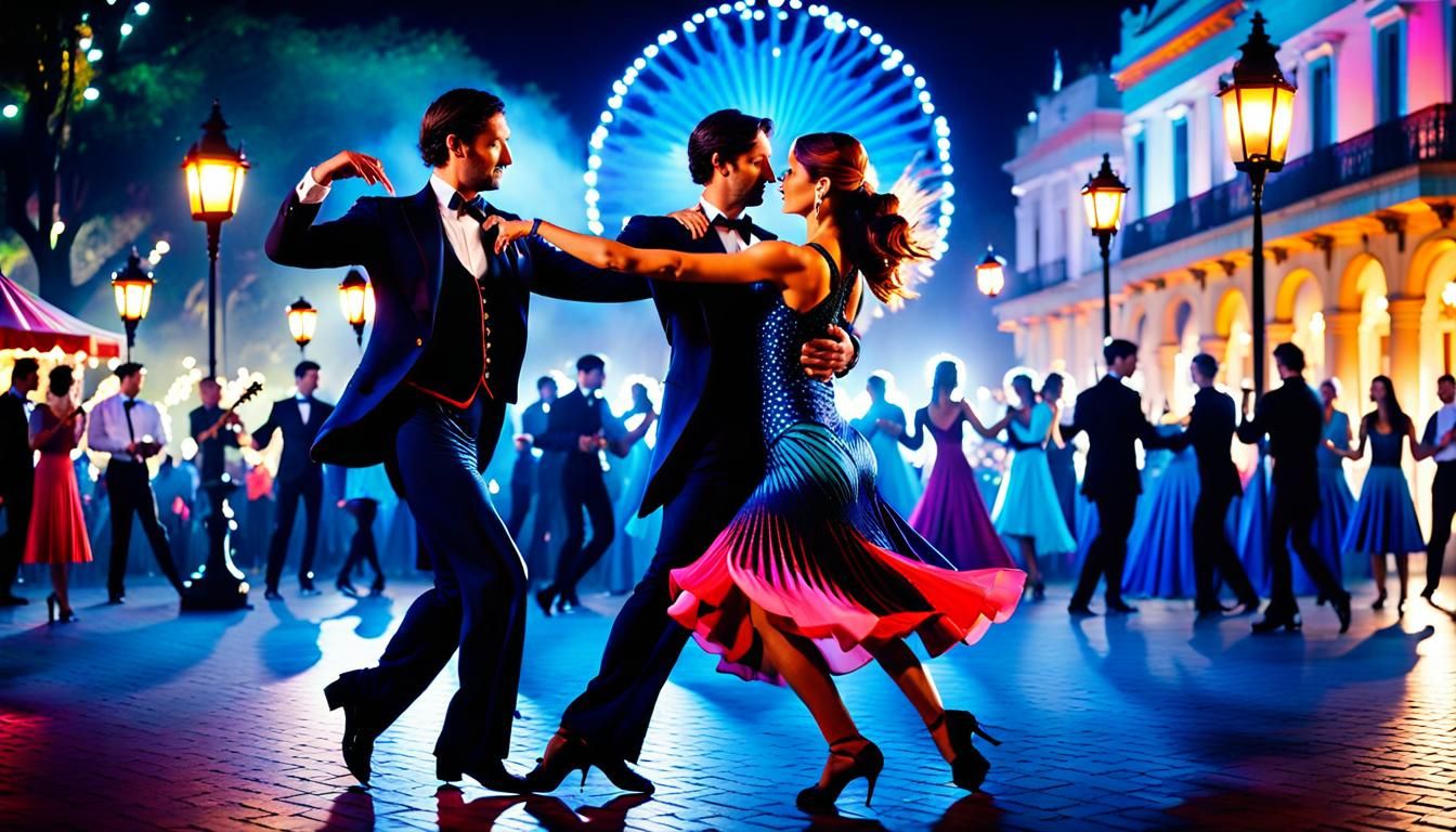 Argentine Tango Dancers in Buenos Aires, Psychedelic Waterco...