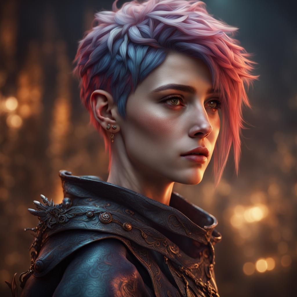 Colorful Detailed Painting of Androgynous Boy